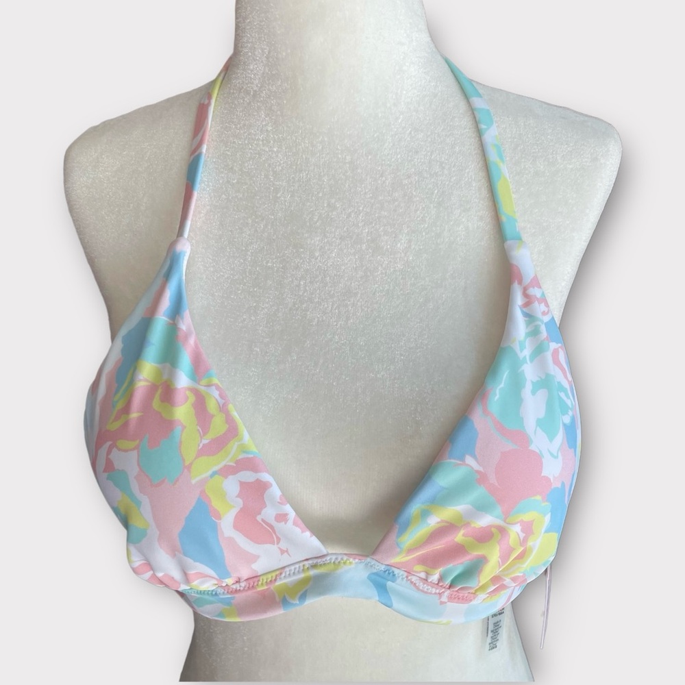 Victorias Secret Triangular Bikini Top Size Medium Pastel Floral Push Up Padding